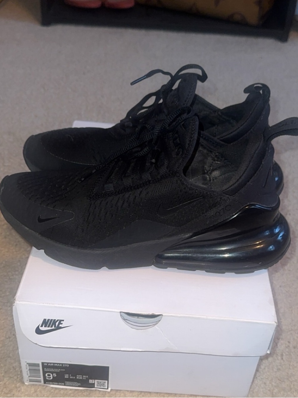 Nike Women's Air Max 270 Triple Black Sneakers